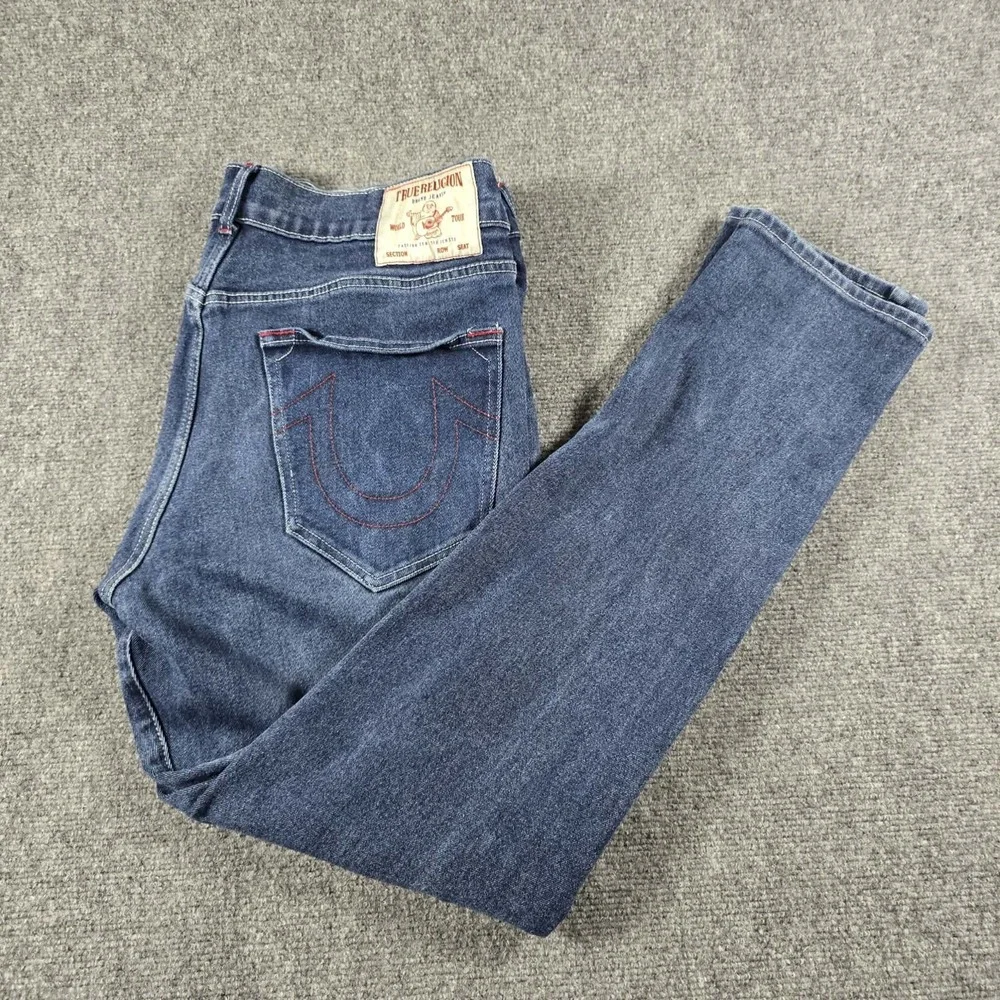 True Religion Rocco Relaxed Skinny Jeans Men's 38x30 Blue Stretch Denim